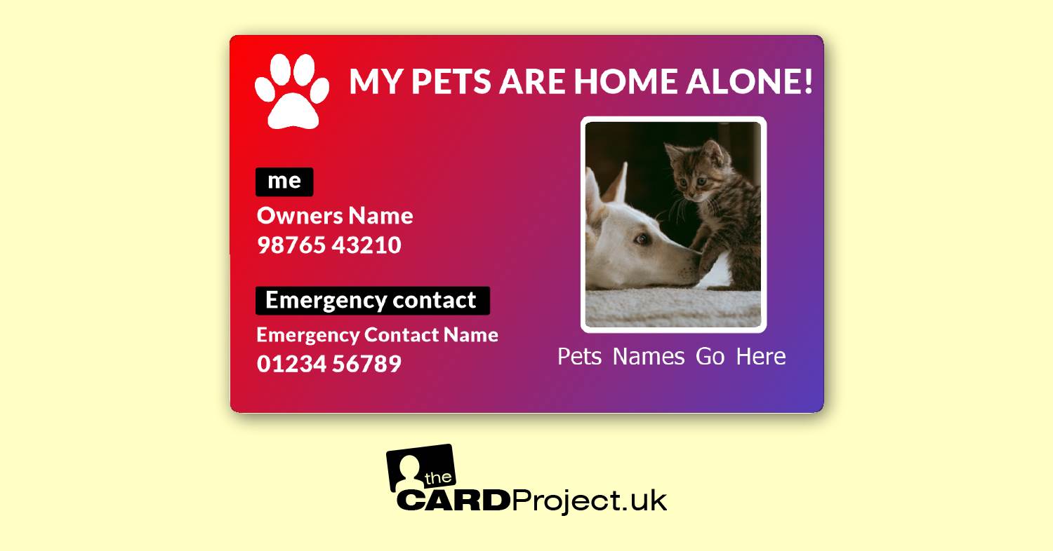 My Pets Are Home Alone Photo Card, Emergency Contact Design 